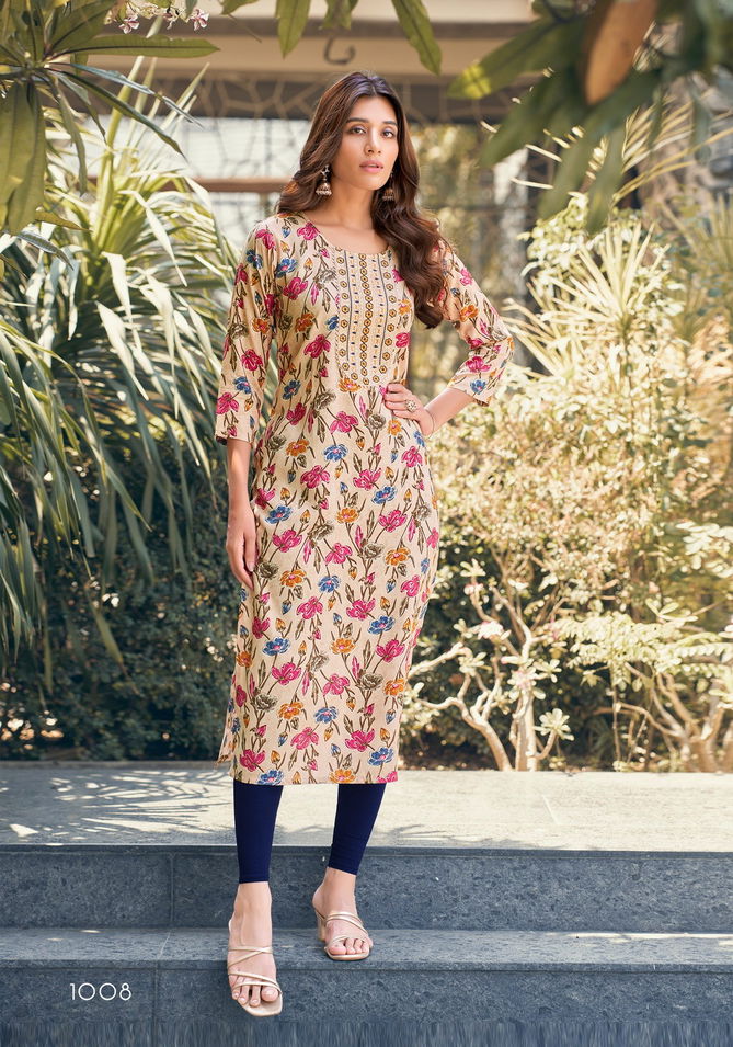 Charming Vol 1 By Vaniska Rayon Foil Printed Kurtis Wholesale Price In Surat